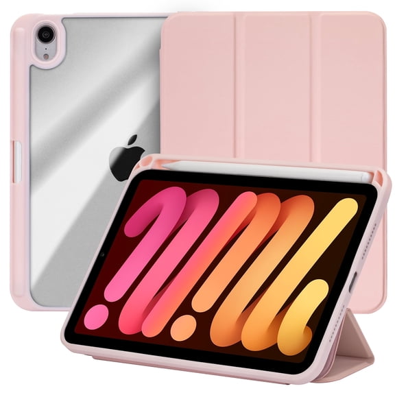 Vena For Apple iPad Mini 7 Case Clear, iPad Mini 6 Case Cover with Slim Trifold Stand, iPad Mini A17 Pro Case Cover, Pastel Blue