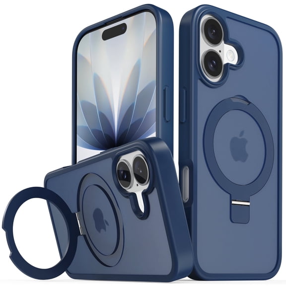 Vena For Apple iPhone 17 Case Magsafe, Magnetic Ring Kickstand, Shockproof Translucent Back Slim Protective Phone Case, Blue
