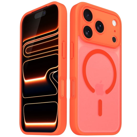 Vena For Apple iPhone 17 Pro Case Magsafe, Magnetic Ring Shockproof Translucent Back Slim Protective Phone Case, Orange