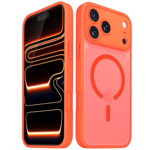 Vena For Apple iPhone 18 Pro Max / 17 Pro Max Case Magsafe, Magnetic Ring Shockproof Translucent Back Slim Protective Phone Case, Orange