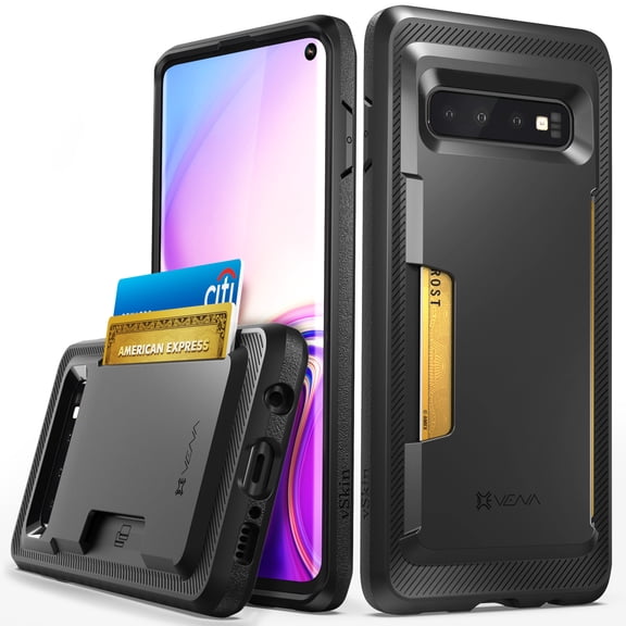 Vena Galaxy S10 Wallet Case - vSkin Slim Credit Card Holder Case Cover Designed for Samsung S10 - Black