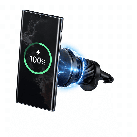 Vena Magnetic Car Phone Holder MagSafe Compatible, 360° Rotatable Air Vent Mount for iPhone 17/16/15/14, Aluminum Clip with Metal Ring