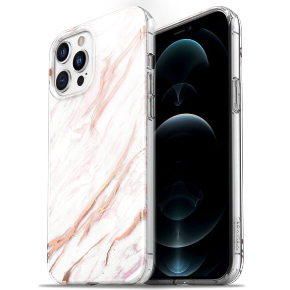 Vena Melange Marble Case Compatible with Apple iPhone 12 Pro Max (6.7"-inch), (Drop Proof Protection) Stylish Bumper Case Cover - White
