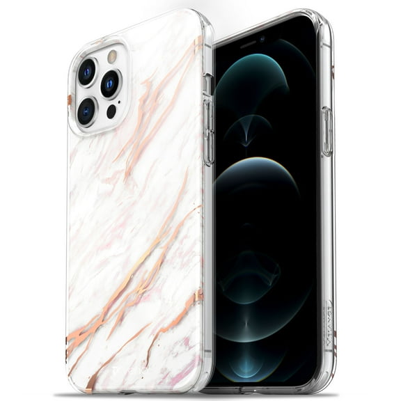 Vena Melange Marble Case Compatible with Apple iPhone 12 Pro Max (6.7"-inch), (Drop Proof Protection) Stylish Bumper Case Cover - White
