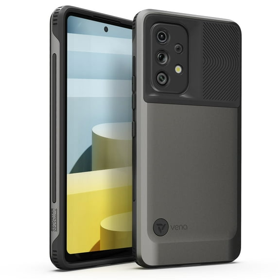 Vena [Outcross] Slim Dual Layer [Military Grade Drop Protection] Raised Bezel Hybrid Case With CornerGuard Technology Corner Cover for Samsung Galaxy A53 5G - Graphite Gray/Black