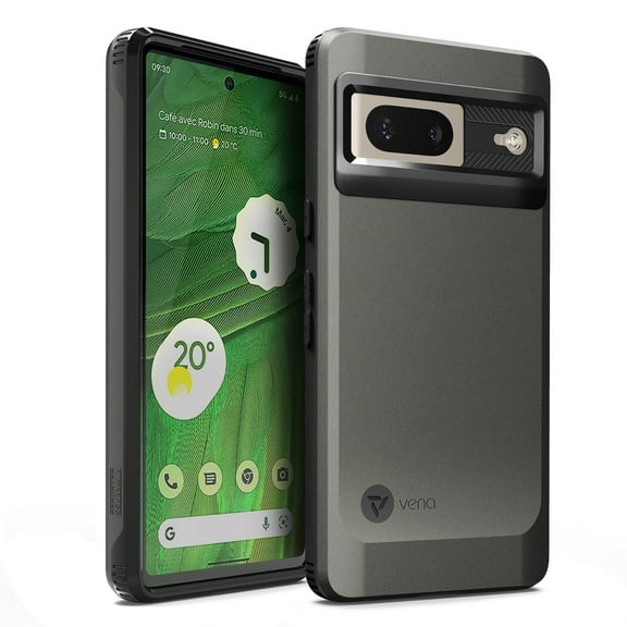 Vena Outcross Slim Profile Cover Designed for Google Pixel 7 Case (2022), Dual Layer (Military Grade Drop Protection) Hybrid TPU Protection Phone Case - Graphite Gray/Black