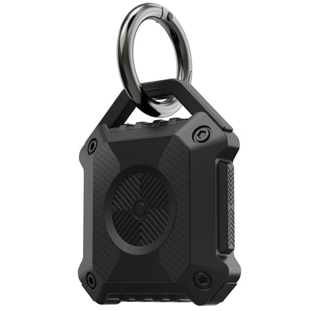 Vena iP56 For Apple AirTag Holder, Water Resistant Case with Keychain Ring, 360° Full Protection Cover for Travel, Luggage, Backpack, Dog Collar, Black