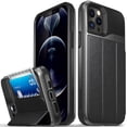 thumbnail image 1 of Vena iPhone 12 Pro (6.1") Wallet Case, vCommute (Military Grade Drop Protection) Flip Leather Cover Card Slot Holder with Kickstand, Designed for iPhone 12 Pro - Space Gray, 1 of 9
