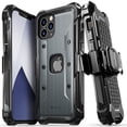 thumbnail image 1 of Vena vArmor Rugged Case Compatible with Apple iPhone 12 / iPhone 12 Pro (6.1"-inch), (Military Grade Drop Protection) Heavy Duty Holster Belt Clip Cover with Kickstand - Space Gray, 1 of 8
