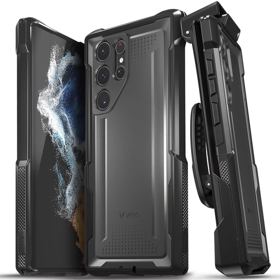 Vena vArmor Rugged Case Compatible with Samsung Galaxy S22 Ultra (2022), (MagSafe Compatible, Military Grade Drop Protection) Heavy Duty Holster Belt Clip Cover with Kickstand