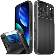 Vena vCommute For Apple iPhone 17 Pro Case Hidden Wallet, Flip Leather Cover Slot Card Holder with kickstand, [Military Grade Drop Protection], Black