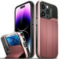 thumbnail image 1 of Vena vCommute Wallet Case Compatible with Apple iPhone 14 Pro (6.1"-inch), (Military Grade Drop Protection) Flip Leather Cover Card Slot Holder with Kickstand - Rose Gold / Red / Black, 1 of 3