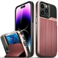 thumbnail image 1 of Vena vCommute Wallet Case Compatible with Apple iPhone 14 Pro Max (6.7"-inch), (Military Grade Drop Protection) Flip Leather Cover Card Slot Holder with Kickstand - Rose Gold / Red / Black, 1 of 3