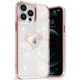 thumbnail image 1 of Vena vLove Glitter Clear Case Compatible with Apple iPhone 13 Pro Max (6.7"-inch), Heart Shape Design (MagSafe Compatible) Dual Layer Slim Hybrid Clear Bumper Case Cover - Rose Gold, 1 of 8