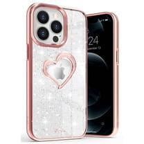 Vena vLove Glitter Clear Case Designed for Apple iPhone 13 Pro (6.1"-inch), Heart Shape Design (Compatible with MagSafe) Dual Layer Slim Hybrid Clear Bumper Case Cover - Rose Gold