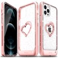 thumbnail image 1 of Vena vLove Glitter Heart Case Slim Dual Layer Protection Designed for iPhone 12 Pro (6.1")- Rose Gold, 1 of 9