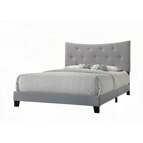 Venacha Gray Fabric Queen Bed - All Components in Headboard & Zip Pocket Included