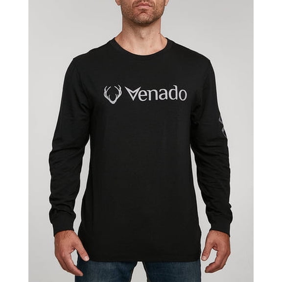 Venado Brand Mens Graphic Tees – Long Sleeve Flex T-Shirt – Soft Cotton Blend (Black, 2XL)