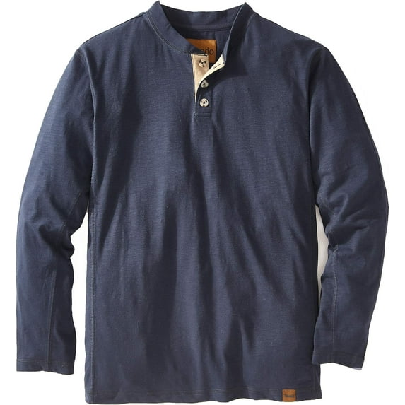 Venado Henley Long Sleeve Shirts for Men - Mens Henley with Flex Material (Small, Navy)