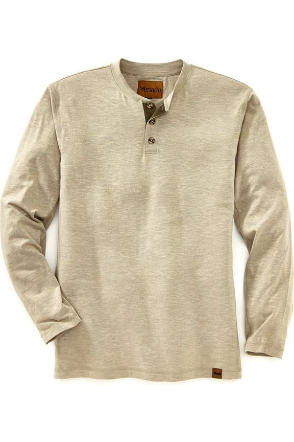 Henley Long Sleeve Shirts for Men - Mens Henley with Flex Material (XL , Oatmeal)