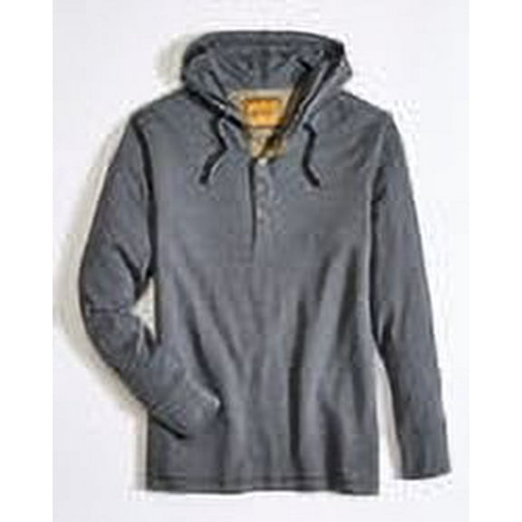 Venado Hooded Flex Henley – Long Sleeve Shirt for Men (Charcoal Grey, 2XL)
