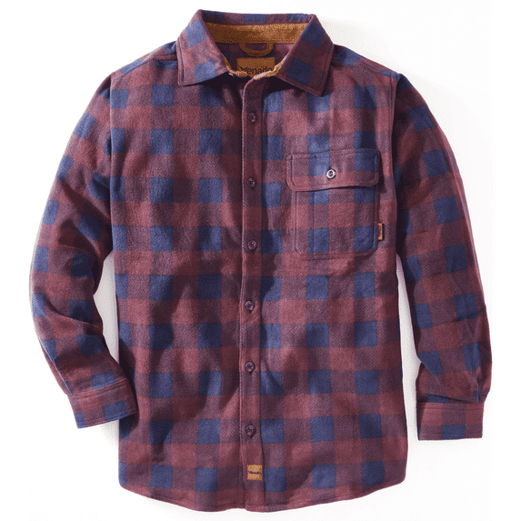 Venado Men's Heavyweight Buffalo Plaid Fleece Shirt (Plaid Maroon, X-Large)