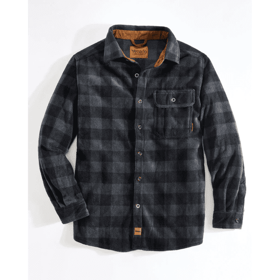 Venado Men's Heavyweight Buffalo Plaid Fleece Shirt (XX-Large Tall, Charcoal Gray)