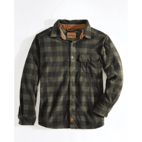 Venado Men's Heavyweight Buffalo Plaid Fleece Shirt (XX-Large, Woodland Green)