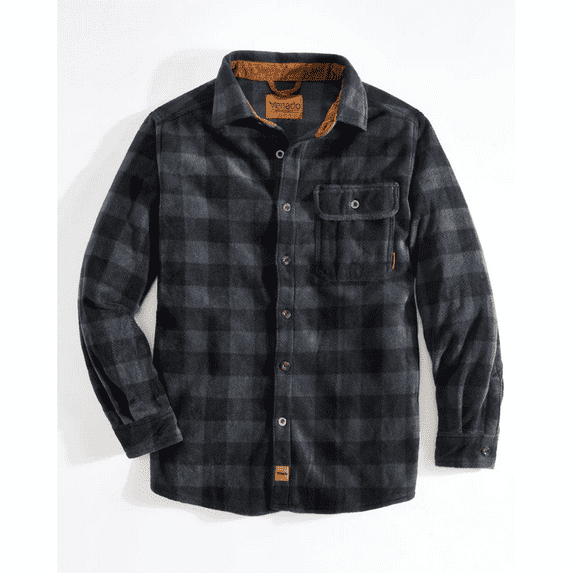 Venado Men's Heavyweight Buffalo Plaid Fleece Shirt (XXX-Large, Charcoal Gray)