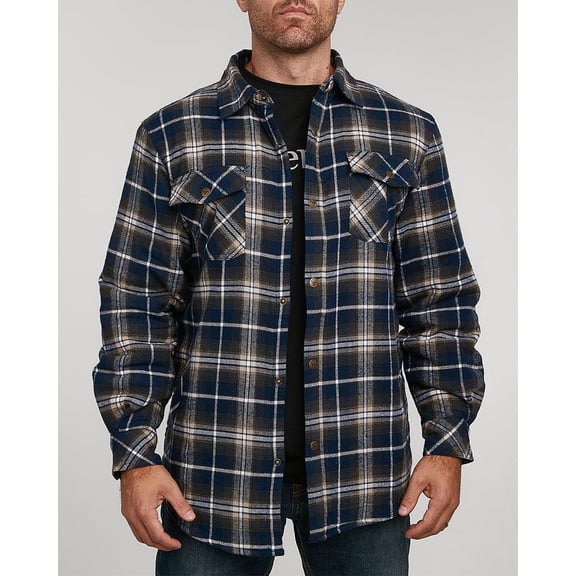 Venado Men's Thermal Lined Flannel Shirt Jacket with Snap Front Closure - Outdoor Button Up (Lakeside, Medium)