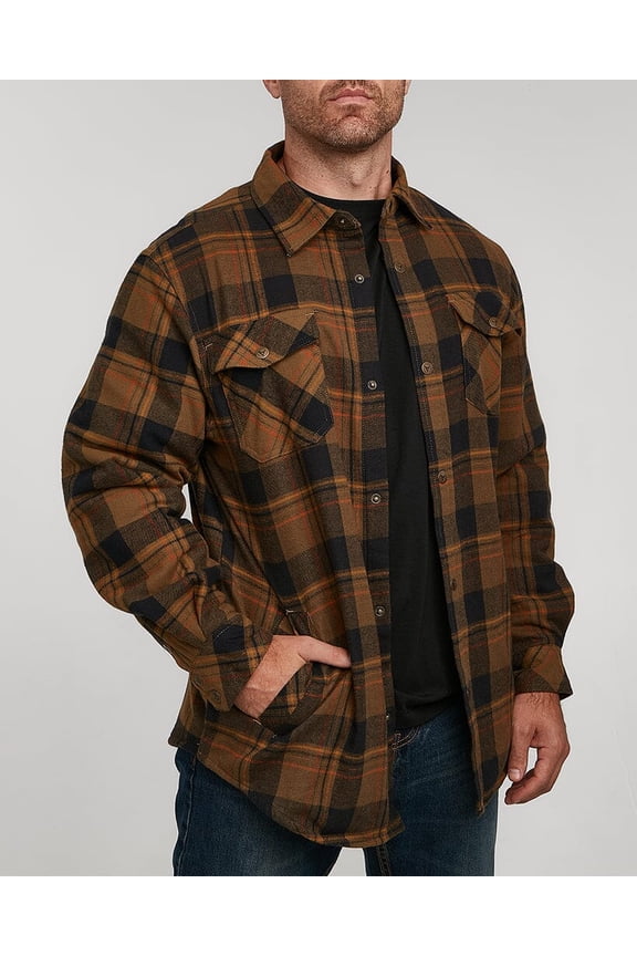 Men's Thermal Lined Flannel Shirt Jacket with Snap Front Closure - Outdoor Button Up (Rustic, 3XL)