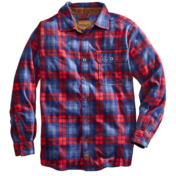 Venado Mens Plaid Shirts for Men - Heavyweight Buffalo Plaid Fleece Shirt - Soft (Plaid Dark Red, X-Large)