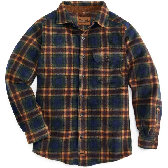 Venado Mens Plaid Shirts for Men - Heavyweight Buffalo Plaid Fleece Shirt - Soft (Plaid Navy, Small)