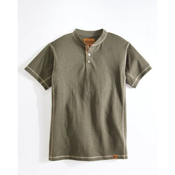 Venado Premium Short Sleeve Henley Shirt for Men (Army, Small)