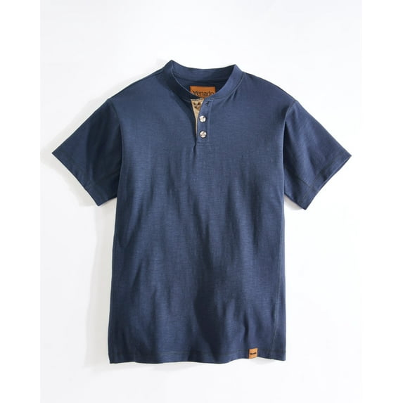 Venado Premium Short Sleeve Henley Shirt for Men (Navy, XL)