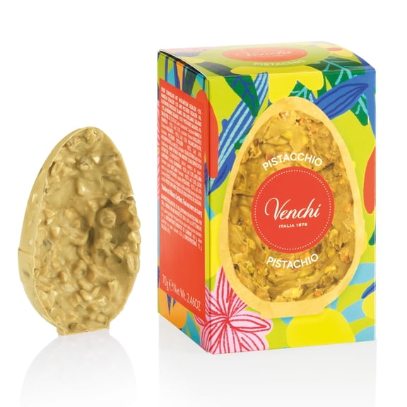 Venchi - Salted Pistachio Mignon Chocolate Egg, 70 Gr, with Coarse Grains of Toasted Pistachio, Gluten Free, Venchi Easter Collection, Gift Idea