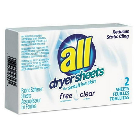 Vend-rite Manufacturing Free Clear Vend Pack Dryer Sheets Fragrance Free - 2 Sheets per Box & 100 Box per Case