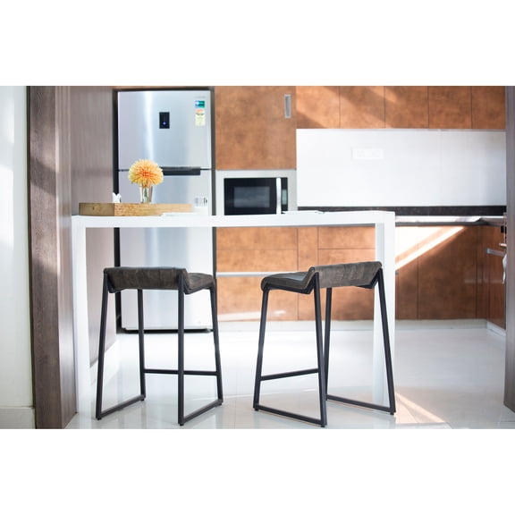 Vendara Top Grain Leather Bar or Counter Stool Burboun Brown Counter Height,Bar Height,Counter height