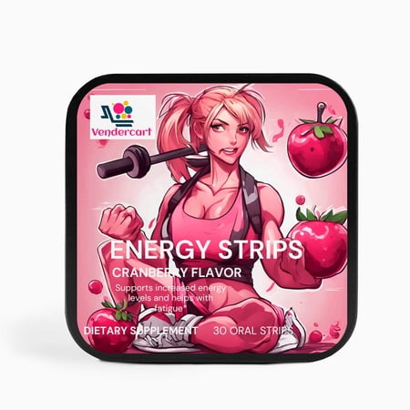 Vendercart Energy Strips with Caffeine for Instant Boost, 30 Strips