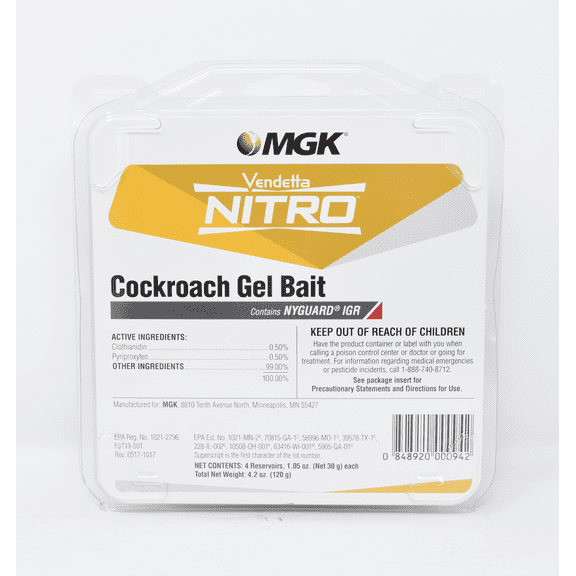 Vendetta Nitro Cockroach Gel Bait - Controls Hard-To-Kill Roaches - 1 pack = 4 tubes by MGK