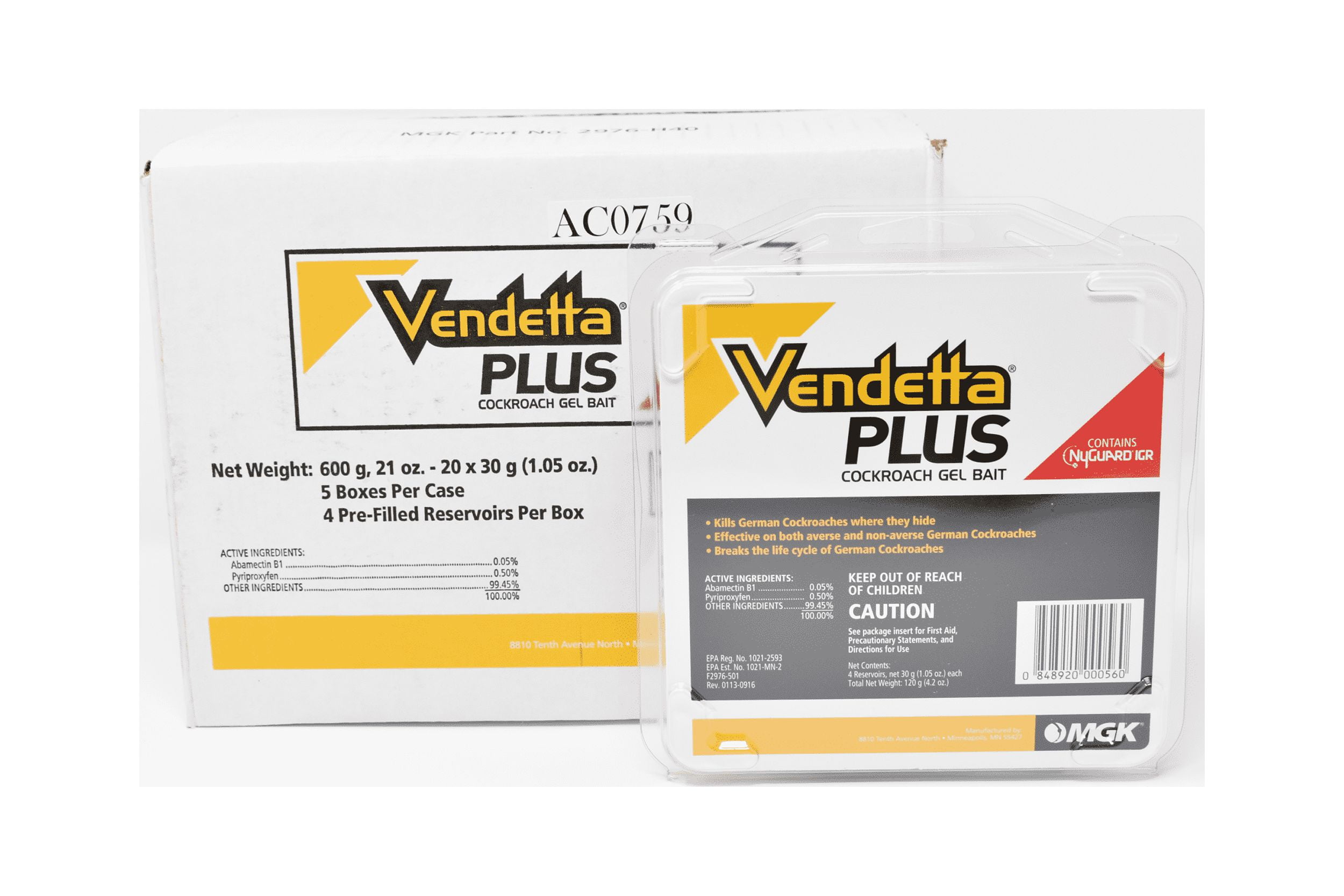 Vendetta Plus Cockroach Gel Bait - Case (5 Packs = 20 X 30g Tubes) by MGK
