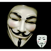 Vendetta White Masks - Anonymous Hacker Costume for Holiday Cosplay Parties - One Size Fit All Design Use Universal Size Mask