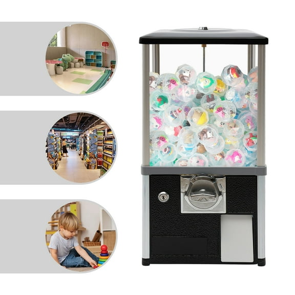 20 inch Tall Vending Machine Commercial 25 Cent Coins Capsule Vending Machine with Locks Black