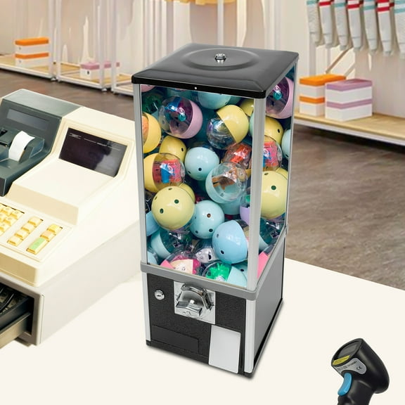 Vending Machine, Commercial Toy Candy Capsule Vending Machine, Classic Gumball Machine, 4x25 Dual Side Coin Operators Prize Machine Dispenser Candy Machine for Gaming Store, with Keys (Black)