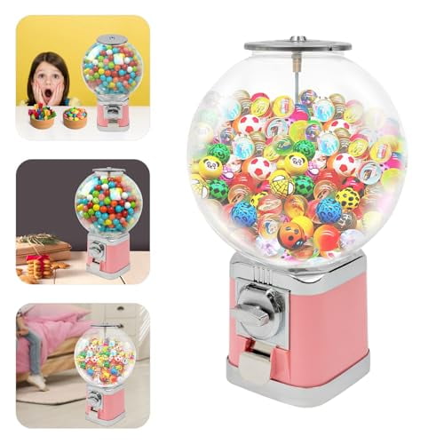 Vending Machine for Kids, 1 Coins Big Bubble Gumball Dispenser Machine, Pink Gumball Machine w/Key Bubble Gum Machine Candy Dispenser$$Food & Beverage