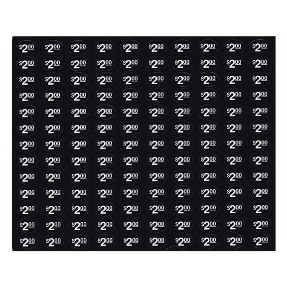 Vending Machine price labels generic soda, snack $2.00 (black) quantity 130