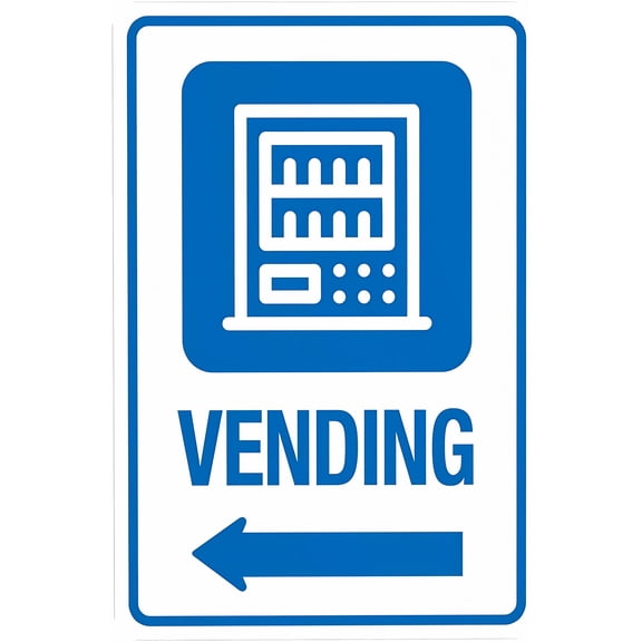Vending with Left Arrow Warning Sign - 8"x12", Room Security Metal Decor for Business, Home, Outdoor/Indoor, Road, Yard, Garage, Street