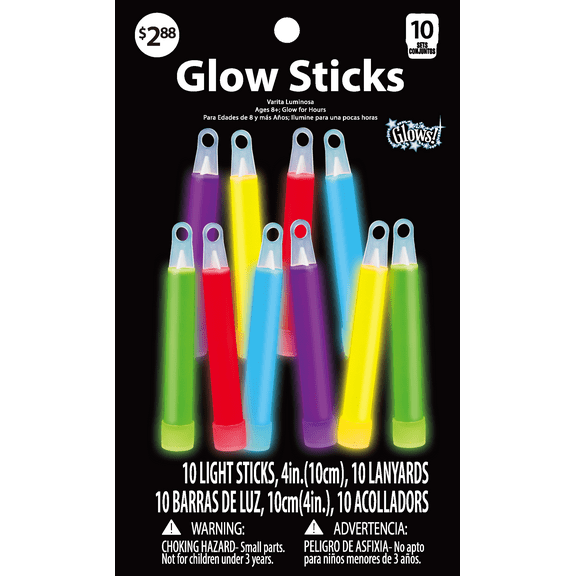 Vendor Labelling Halloween 10CT Glow Party Favors, 4 inch Multi-Color Glow Sticks, 10Counts, Unisex