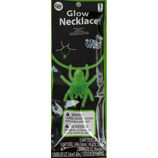 Vendor Labelling Halloween 1ct Green Glow Spider Necklace, Unisex - Childs and Adults