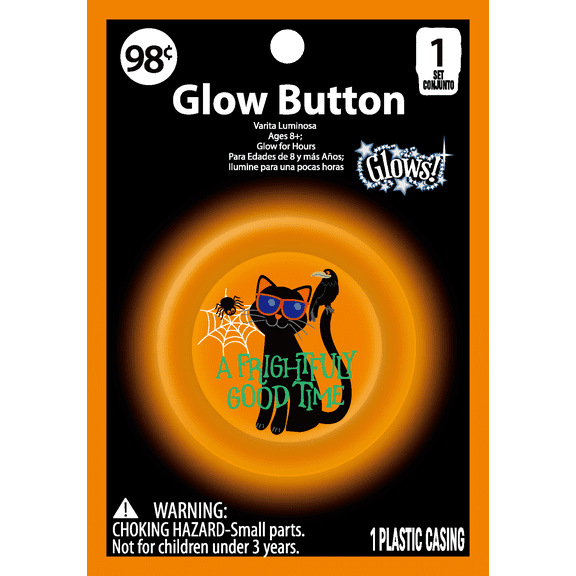 Vendor Labelling Halloween 1ct Orange Glow Button, Cat, 3.5inch
